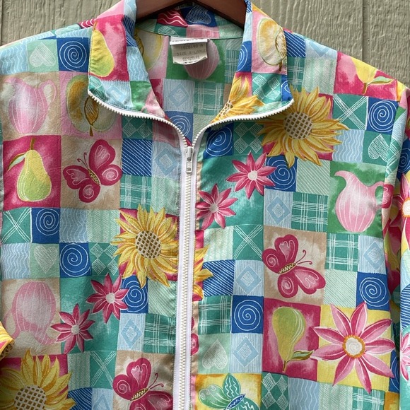 Vintage KORET Francisca Windbreaker Jacket Womens XL Floral Full‎ zip Colorful - Picture 14 of 16